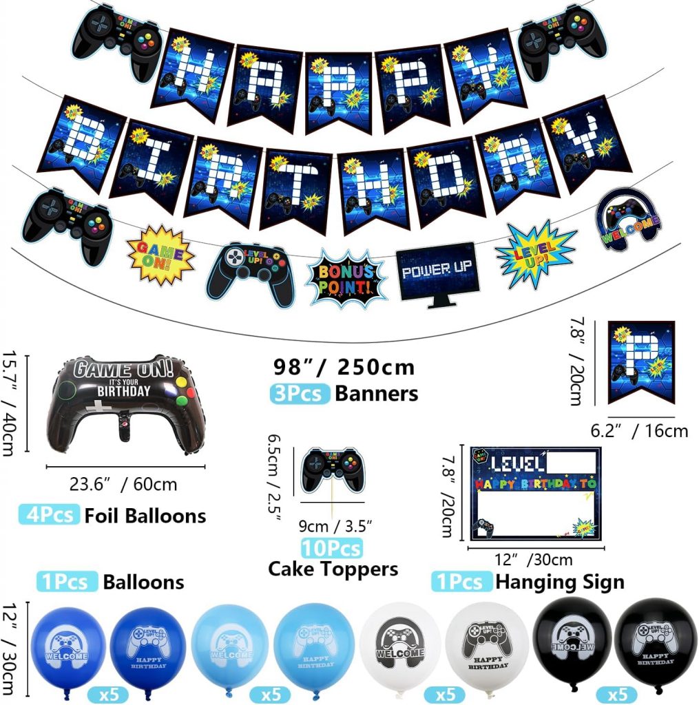 9th Birthday Decorations for Boys-Gaming Party Decorations for Kids-HAPPY BIRTHDAY Gaming Banner Video Game Table Cover Controller Balloon Cake Topper Gaming Hanging Sign Number 9 Candle : Amazon.co.uk: Toys  Games