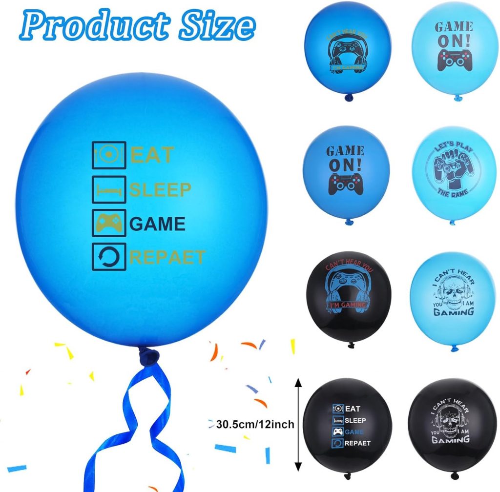 Grevosea Video Game Party Decorations, 30 Pieces Video Game Party Balloons Game Birthday Party Balloons Game Theme Latex Balloon Gaming Party Favors for Teens Player Game Birthday Party Supplies